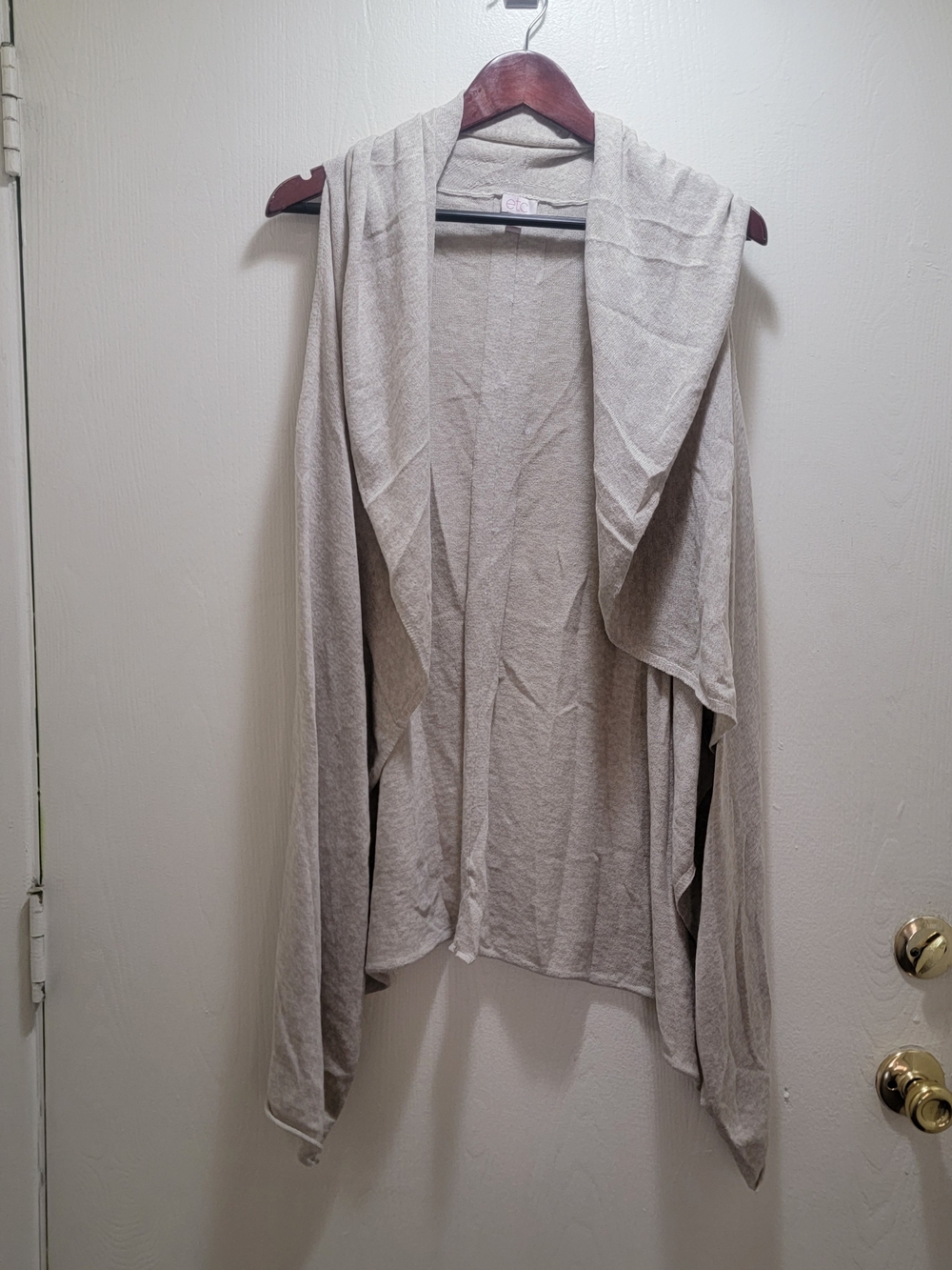 Etcetera Light Beige Draped Open-Front Sweater Cardigan